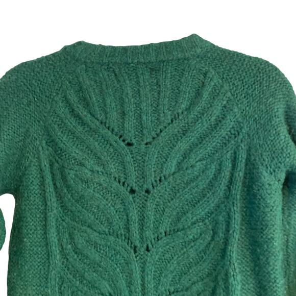 Mia Mai Green Open Knit Cable Knit Chunky Sweater Size Small Fall Academia - Picture 14 of 16